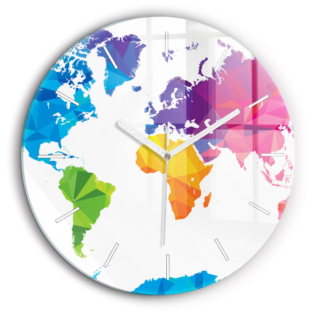 Egyedi üvegóra kerek 60 cm Absztrakt világtérkép