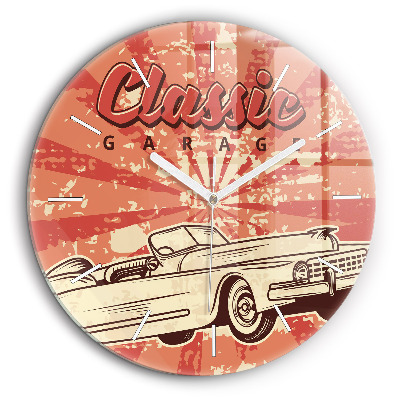 Egyedi üvegóra kerek 60 cm Szüreti retro autó