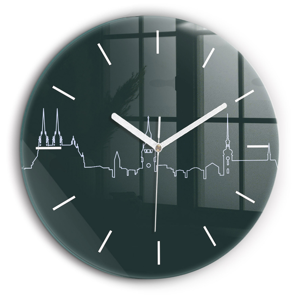 Fali üvegóra kerek 60 cm Brno városának vonalas művészete