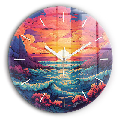 Kerek üvegóra 60 cm Mesebeli óceán és égbolt