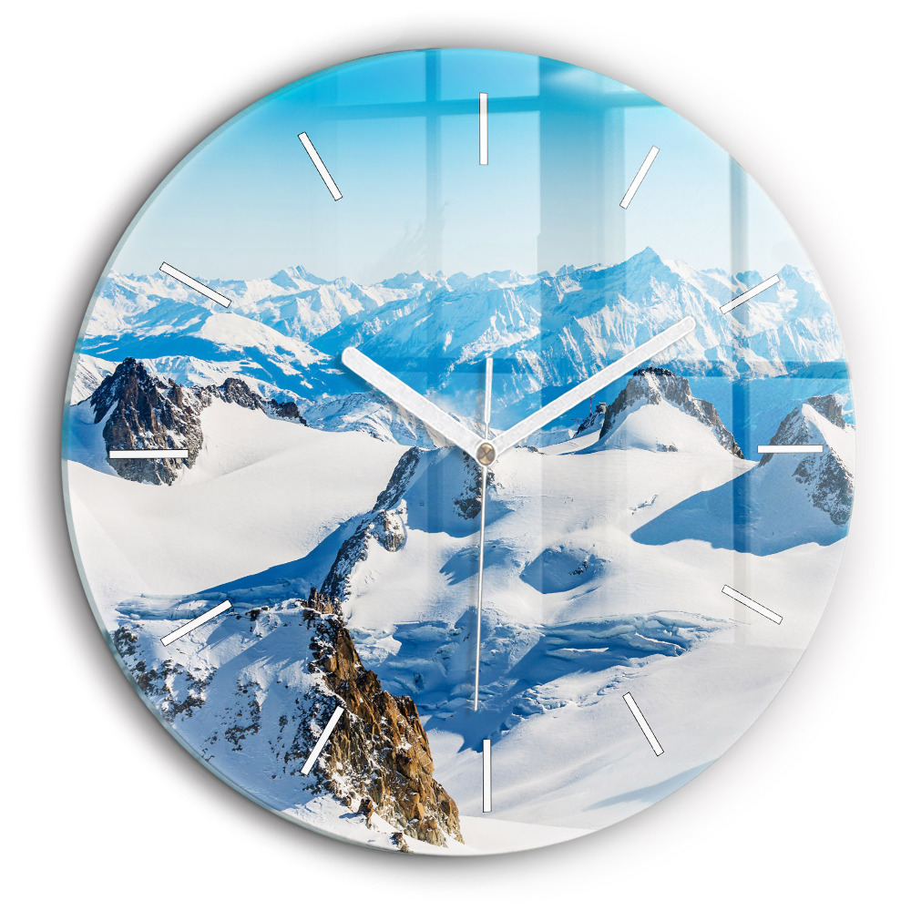 Kerek üvegóra 60 cm Síelő az Alpokban