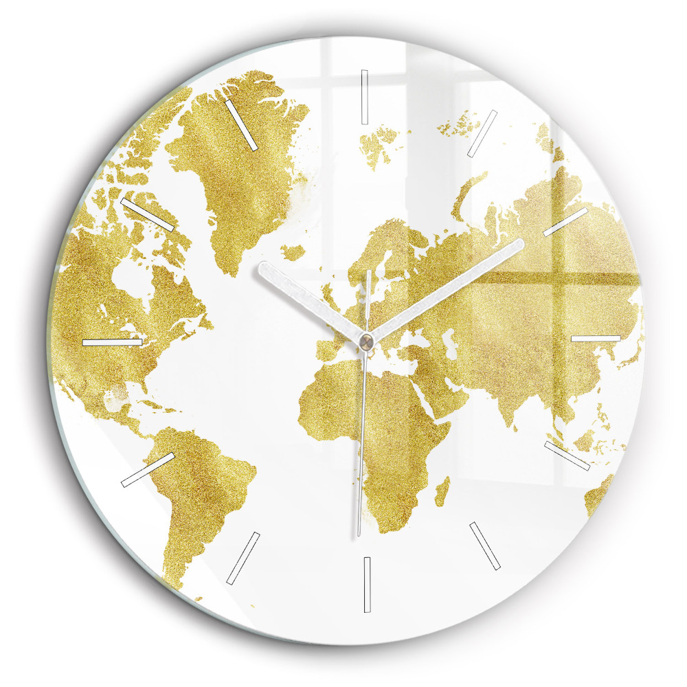 Kerek üvegóra 60 cm Arany világtérkép