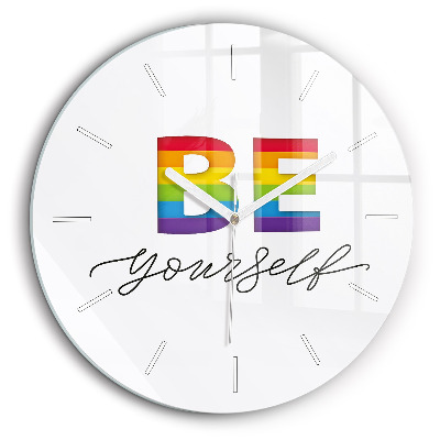 Kerek fali üvegóra 60 cm Légy önmagad felirat