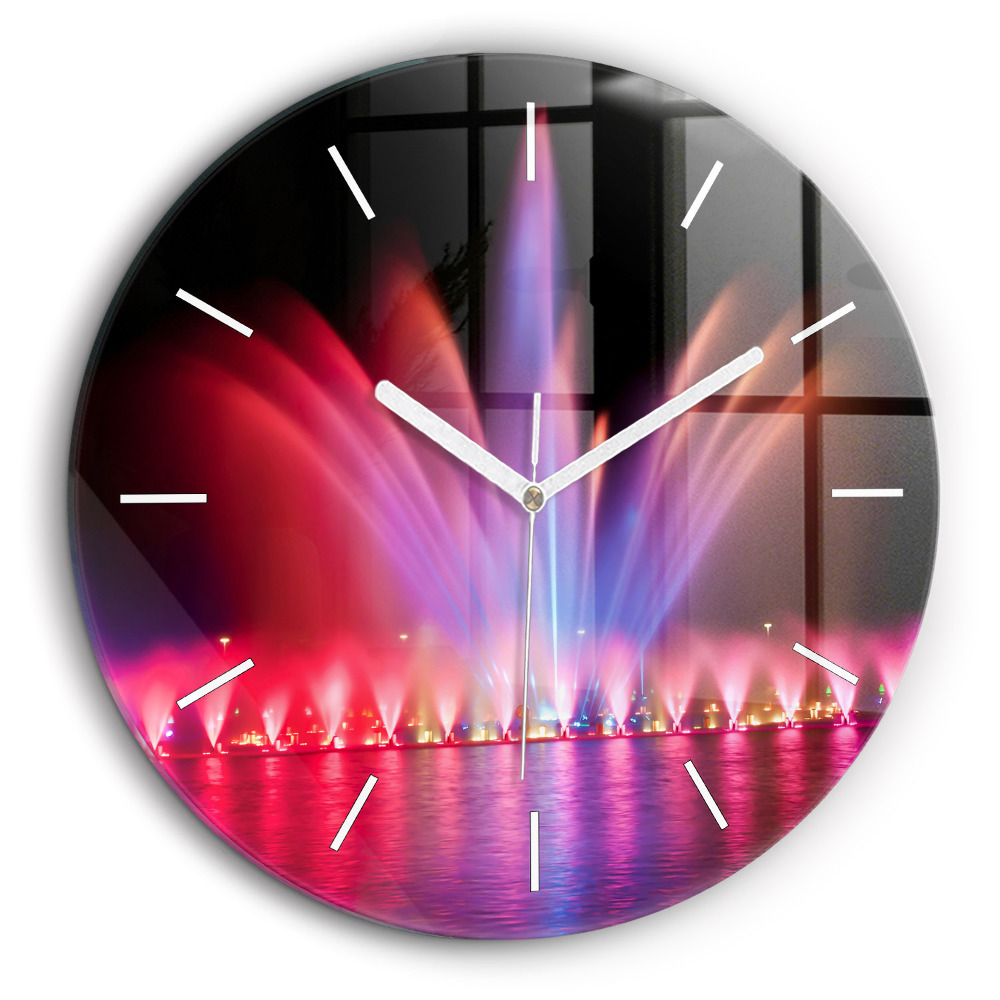 Kerek üvegóra 60 cm Wrocławi szökőkút éjszaka