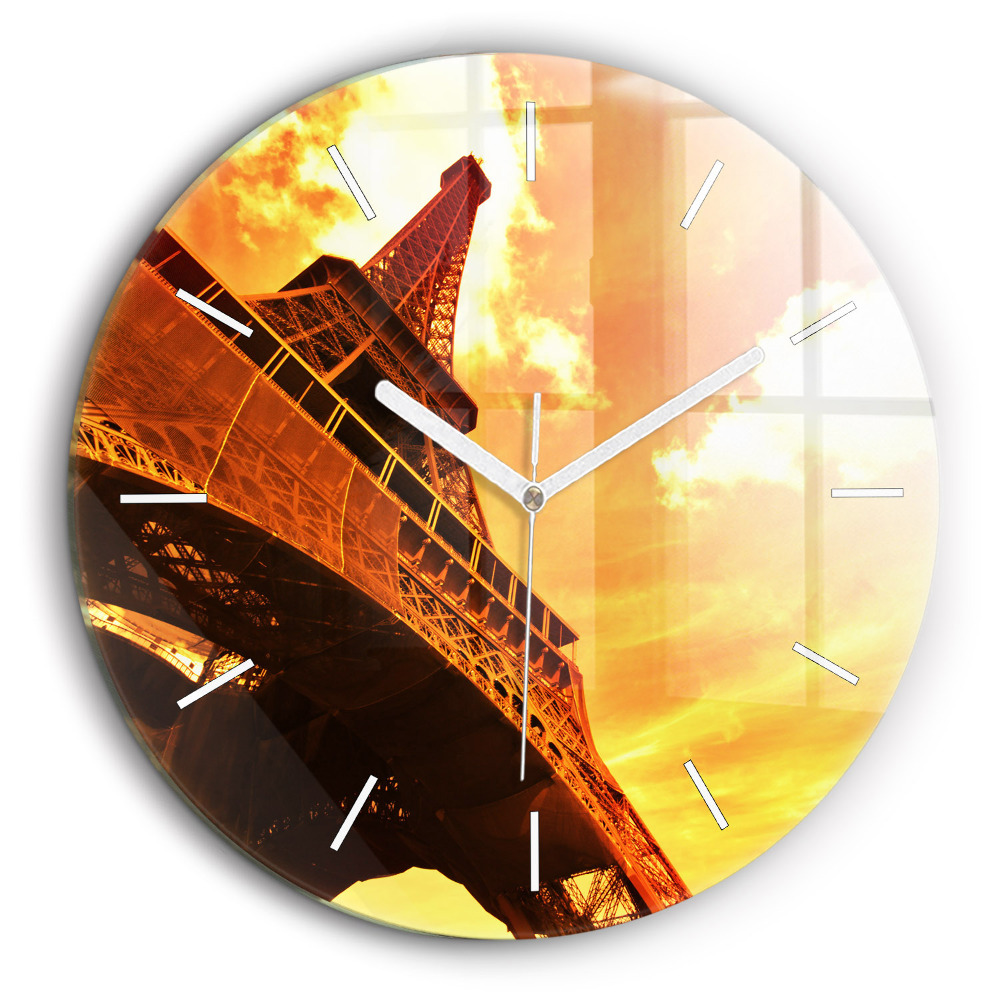 Egyedi üvegóra kerek 60 cm Eiffel-torony Párizsban