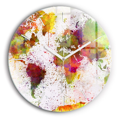 Kerek üvegóra 60 cm Akvarell világtérkép