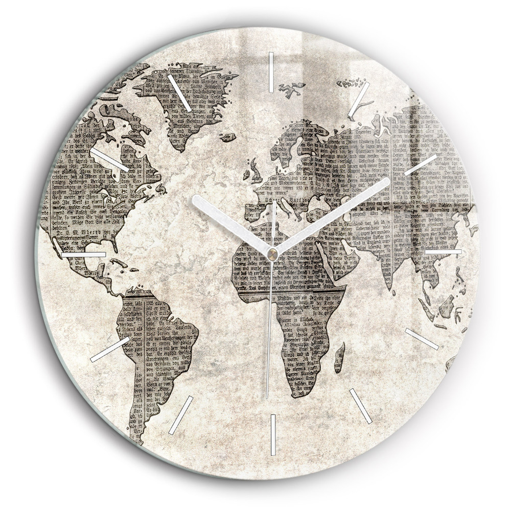 Egyedi üvegóra kerek 60 cm Világtérkép újság