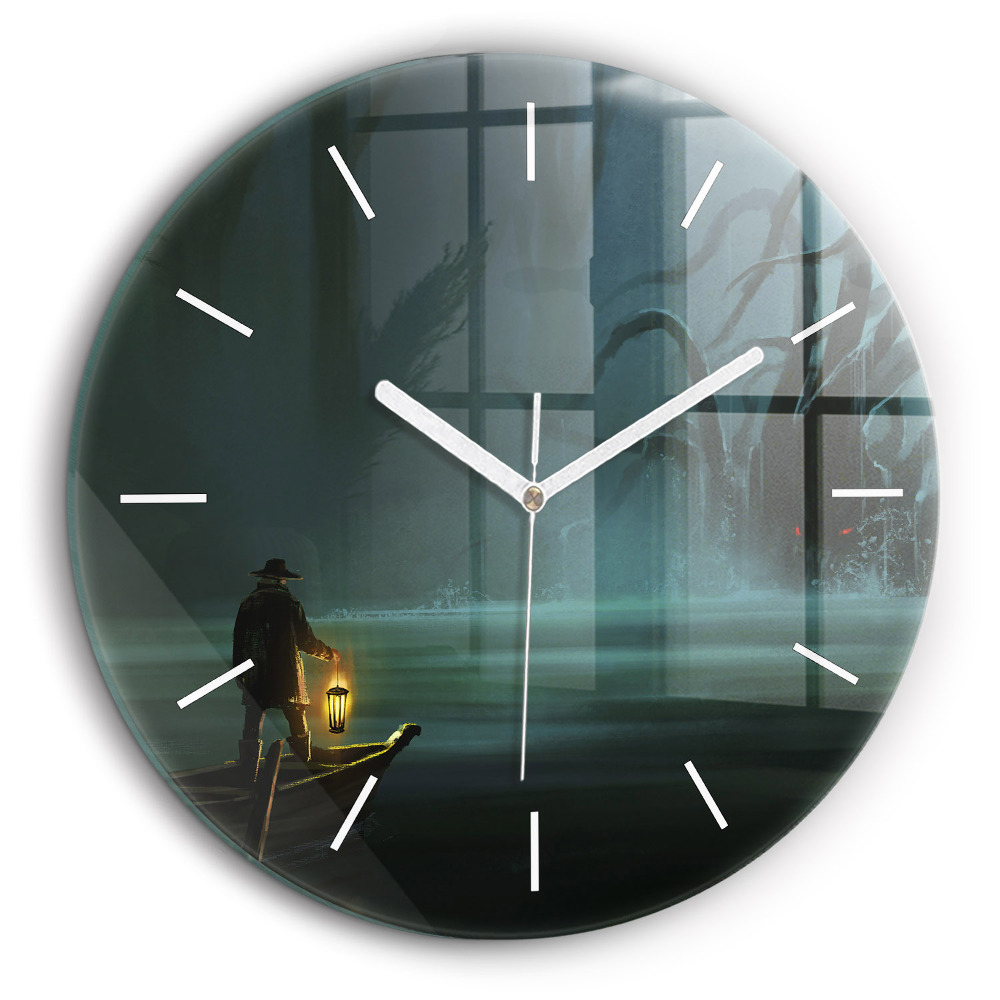 Kerek üvegóra 60 cm Ember és szörny a mocsárban