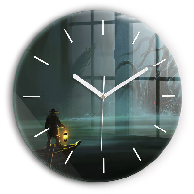 Kerek üvegóra 60 cm Ember és szörny a mocsárban