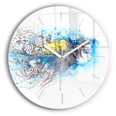 Fali üvegóra kerek 60 cm Halak víz alatti élete