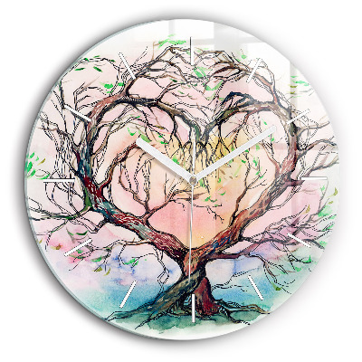 Kerek fali üvegóra 60 cm Fa szív a természetben