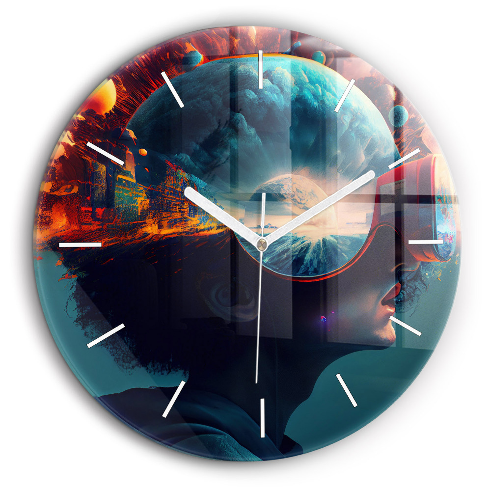 Kerek fali üvegóra 60 cm Futurisztikus világ