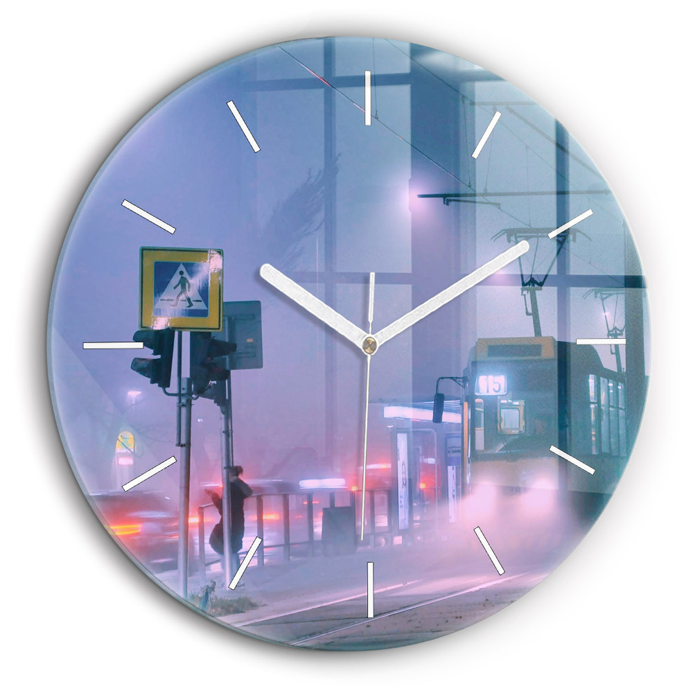 Kerek üvegóra 60 cm Varsó a ködben