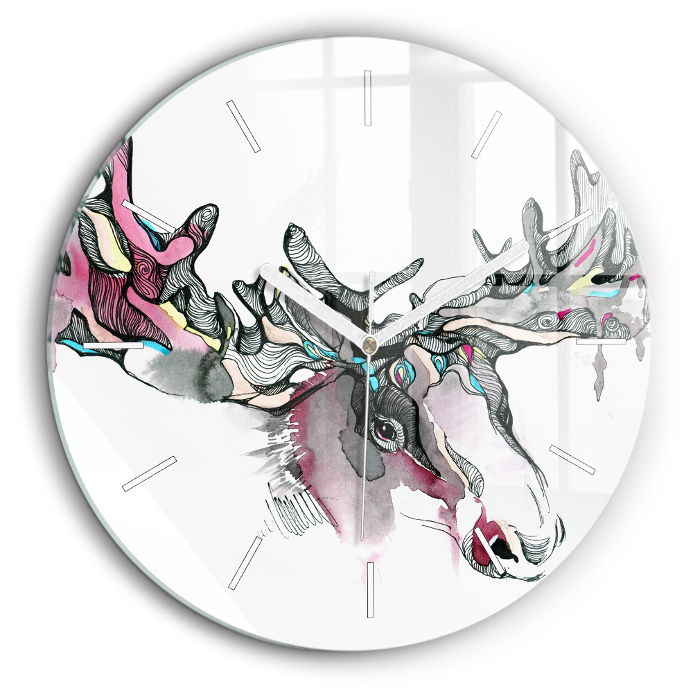 Egyedi üvegóra kerek 60 cm Szarvas absztrakt