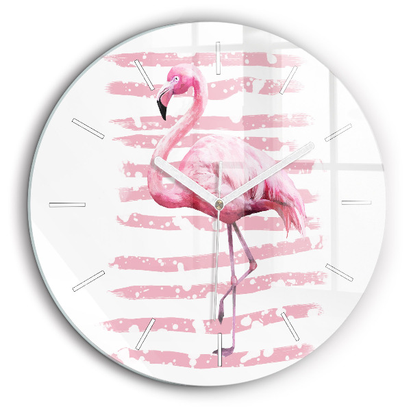 Egyedi üvegóra kerek 60 cm Flamingó grafika