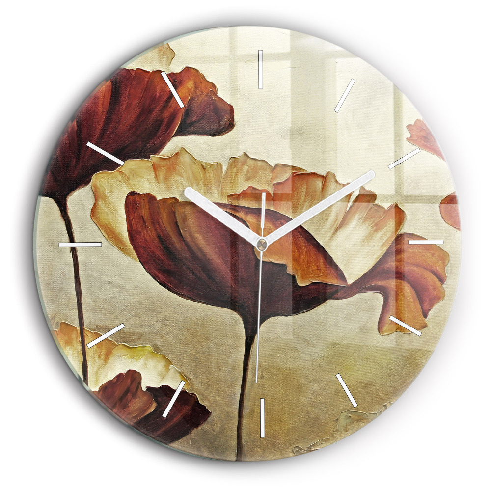 Kerek üvegóra 60 cm Festett pipacsok