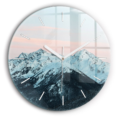 Kerek fali üvegóra 60 cm Téli hegyvonulat