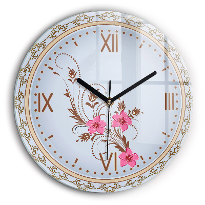 Egyedi üvegóra kerek 60 cm Rózsaszín virágok