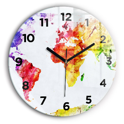 Fali üvegóra kerek 60 cm Akvarell világtérkép