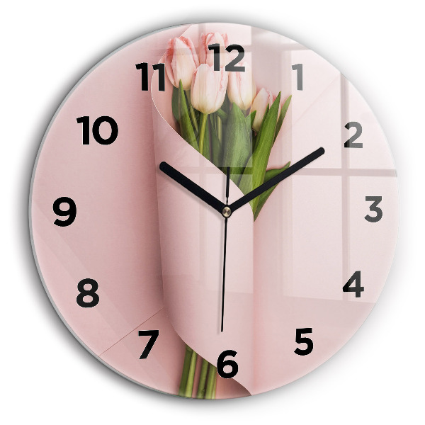 Egyedi üvegóra kerek 60 cm Tulipánvirág csokor