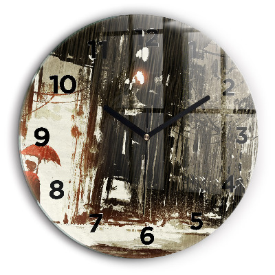 Egyedi üvegóra kerek 60 cm Nő esős éjszakában