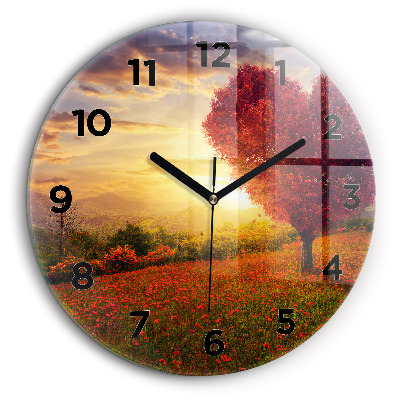 Kerek üvegóra 60 cm Szerelmes szívfa