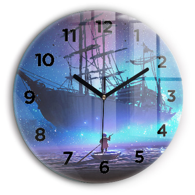 Fali üvegóra kerek 60 cm Vitorlás fantázia