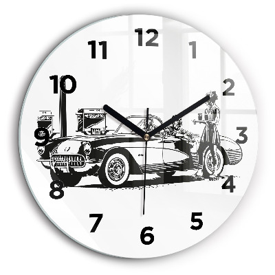 Kerek fali üvegóra 60 cm Retro illusztráció