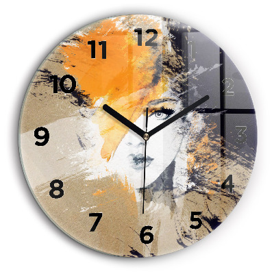 Egyedi üvegóra kerek 60 cm Női portré absztrakt