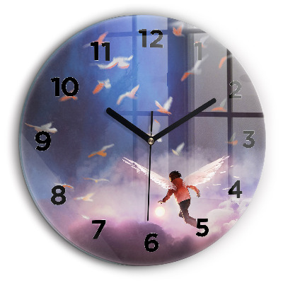 Kerek üvegóra 60 cm Fiú szárnyakkal