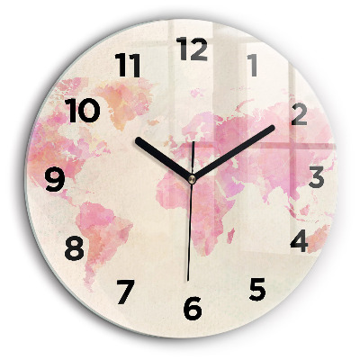 Egyedi üvegóra kerek 60 cm Akvarell világtérkép