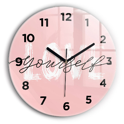 Egyedi üvegóra kerek 60 cm Szeresd magad felirat