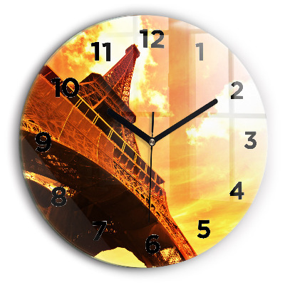 Egyedi üvegóra kerek 60 cm Eiffel-torony Párizsban