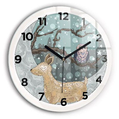 Egyedi üvegóra kerek 60 cm Éjszakai állatok és hold