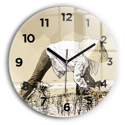 Fali üvegóra kerek 60 cm Rizst szedő nő