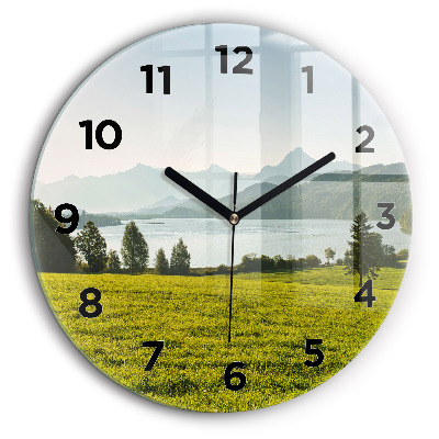 Kerek üvegóra 60 cm Hegyek és mező