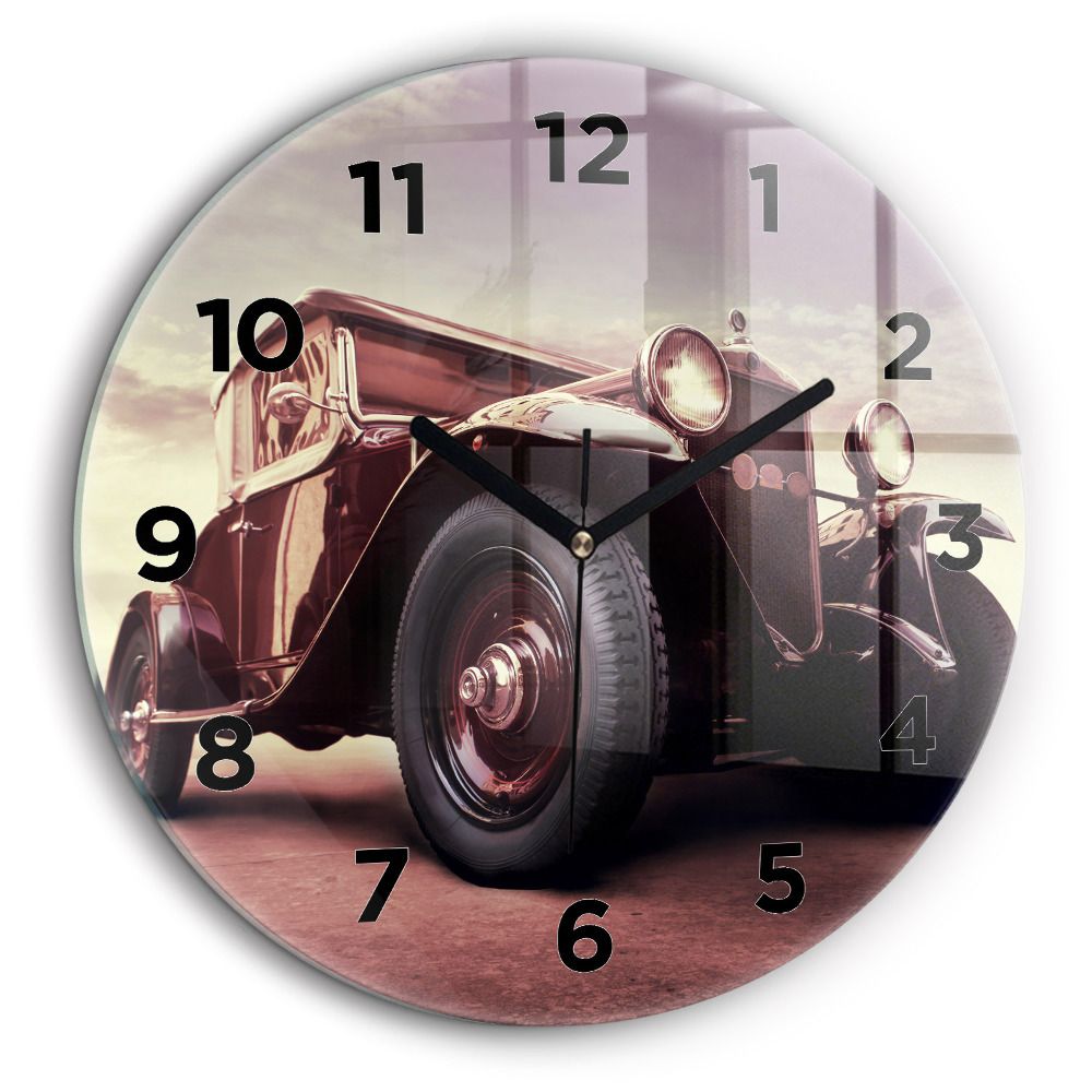 Kerek fali üvegóra 60 cm Oldtimer autó
