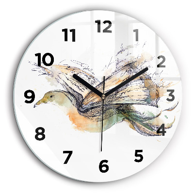 Kerek fali üvegóra 60 cm Madár és könyv