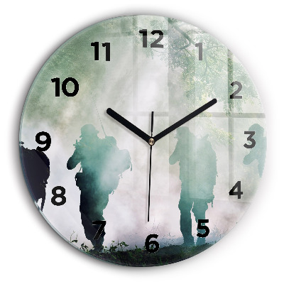 Fali üvegóra kerek 60 cm Katonák az erdőben