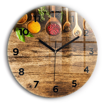 Kerek fali üvegóra 60 cm Fűszeres kanalak