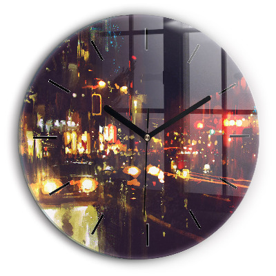 Kerek üvegóra 60cm Festett város