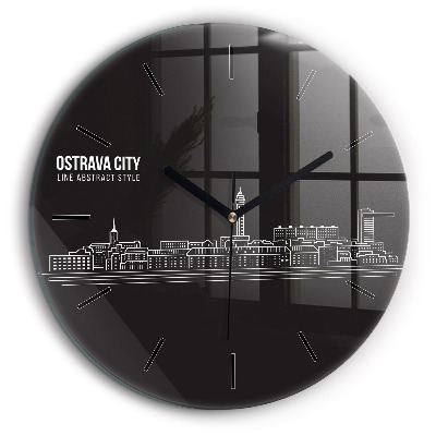 Kerek üvegóra 60cm Ostrava városa rajz