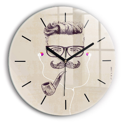 Kerek üvegóra 60cm Férfi pipával