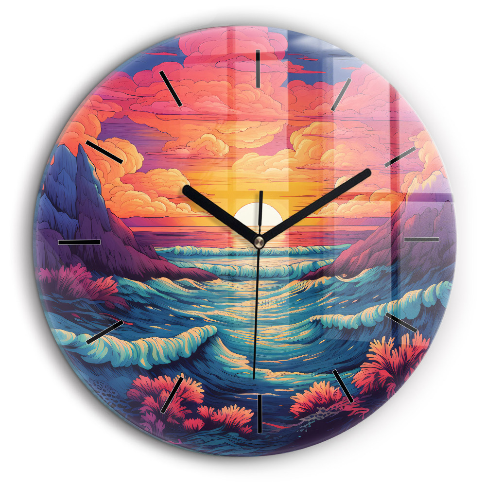 Kerek üvegóra 60cm Mesebeli óceán és égbolt