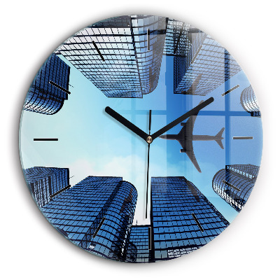 Kerek üvegóra 60cm Repülőgép épületek felett