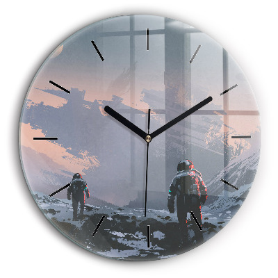 Fali üvegóra kerek 60cm Űrhajósok absztrakt