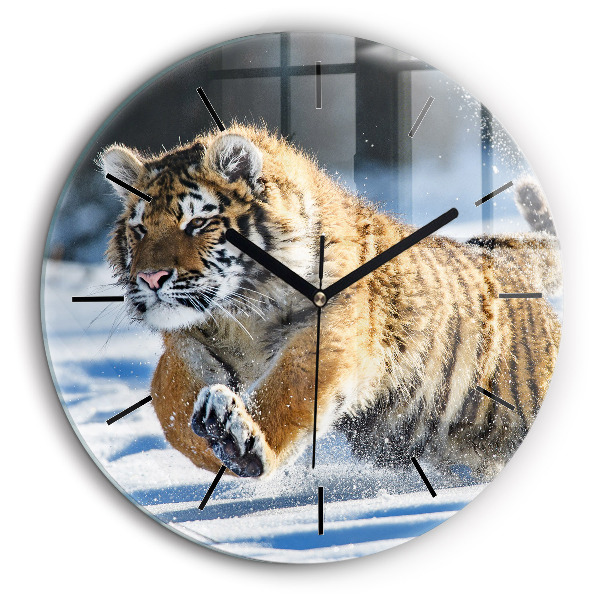 Fali üvegóra kerek 60cm Ugró tigris