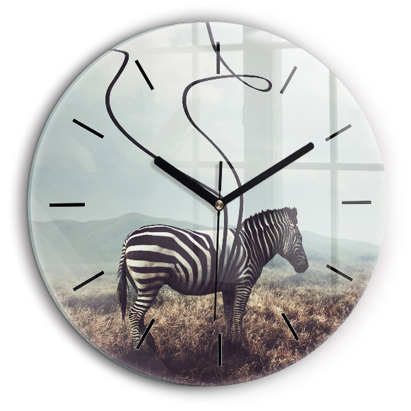 Egyedi üvegóra kerek 60cm Zebra - Absztrakció