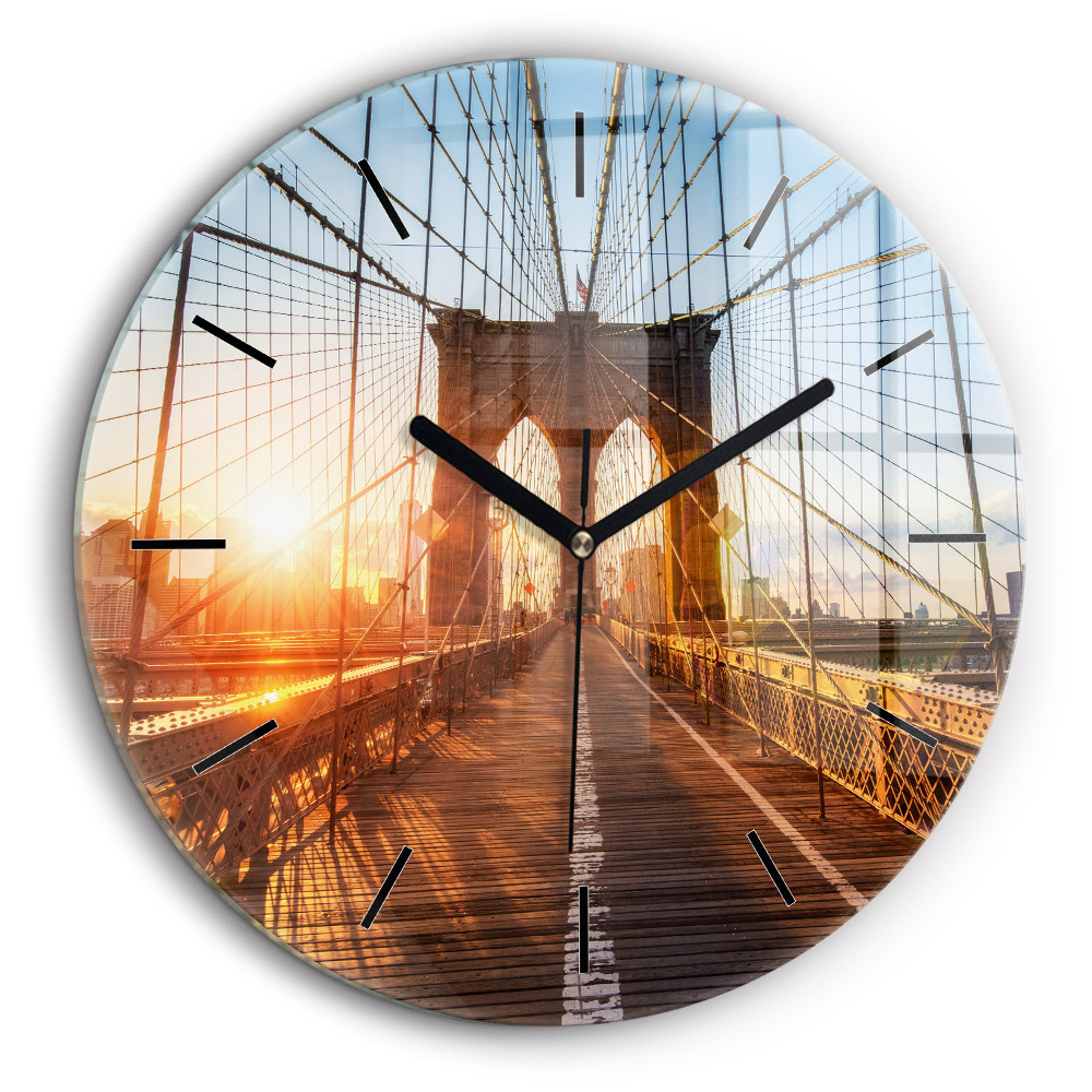 Egyedi üvegóra kerek 60cm Brooklyn híd NYC
