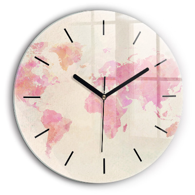 Egyedi üvegóra kerek 60cm Akvarell világtérkép